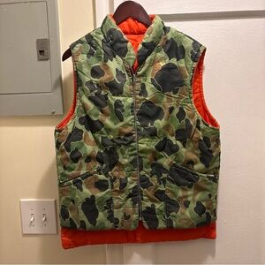 Men’s vintage camouflage zip up vest jacket size Large